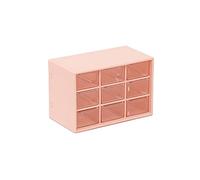 Office Desktop Storage Box, Small Stackable Storage Cabinet, Small Storage Drawers, Plastic Organiser with 9 Removable Drawers for Arts, Crafts, Sewing Supplies, Stationery and Office Supplies, Pink