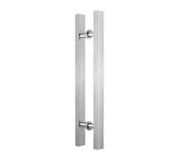 Office Door Pull Handles Modern Rectangle Glass Front Door Handle with Push and Pull Function Barn Door Pull Handle for Commercial Spaces Silver Finish 59 inch (150cm) Le