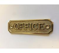 OFFICE Door Sign Solid Brass with a Polished Lacquered Finish 11.5 x 3.3cm comes with Screws DSN-16-PL