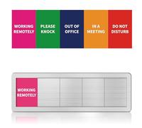 Office Door Signs Do Not Disturb, Please Knock, In A Meeting, Out Of Office, Working Remotely 5 Options Privacy Door Slider Sign For Meeting & Conference Room Brushed Silver