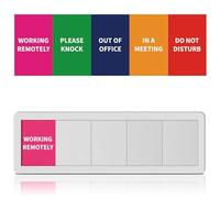 Office Door Signs Do Not Disturb, Please Knock, In A Meeting, Out Of Office, Working Remotely 5 Options Privacy Door Slider Sign for Meeting & Conference Room Frosted Silver