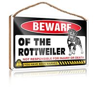 Office Door Signs Personalized Beware of Rottweiler Wooden Sign Wooden Hanging Wall Sign Hangding Wood Sign(15X28CM)