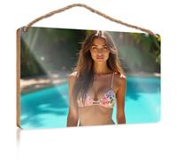 Office Door Signs Personalized Floral Bikini By The Poolside Lake House Decor DIY Door Front Sign(15X28CM)