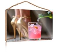 Office Door Signs Personalized Pouring A Refreshing Drink Into A Glass with Ice Lake House Decor DIY Door Front Sign(20X30CM)