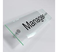 Office Door Wall House Number Sign Plaque- Quality Glass Effect Acrylic Perspex (Manager)