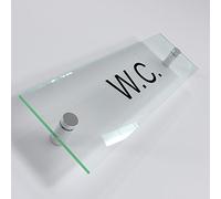 Office Door Wall House Number Sign Plaque- Quality Glass Effect Acrylic Perspex (W.C.)