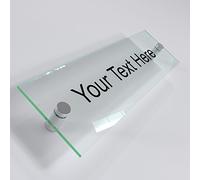 Office Door Wall House Number Sign Plaque- Quality Glass Effect Acrylic Perspex (Your Text Here)
