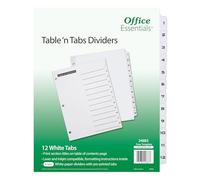 Office Essentials Table 'n Tabs Dividers, 8-1/2" x 11", 1-12 Tab, Black/White Tab, Laser/Inkjet, Pack of 6 (24883)