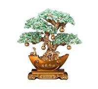 Office Feng Shui Crystal Money Tree Decoration - Fortune for Wealth and Prosperity, Spiritual Ornament Perfect for Home Office Decor Decor(Green,Small)