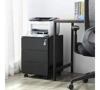 Office File Cabinet, Lockable And Pre-Assembled, 3 Drawers For Documents And Stationery, For Home Office Use, Black