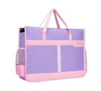 Office File Folders Simple Fashion A3 Bag Large File Zipper Pouch Folder Document Organizer Portable Storage Bags for Women(Purple)