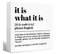 office Funny Wood Box Sign It is What It Is Definition Wooden Block Sign Humorous Desk Decor for Home Cubicle Table,Office Gift for Friend Coworker Employee 5x5 Inch