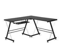 Office Gaming Desk L Shape Straight Corner Table Computer Work Station Laminated Sturdy w/ Keyboard Tray Black