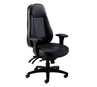 Office Hippo Desk Chair, Ergonomic Heavy Duty Office Chair,Highly Adjustable For Extra Comfort & 24 Hour Daily Use, High Back Computer Chair With Seat Slide, 150 kg User Weight - Black Leather Faced