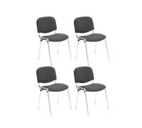 Office Hippo Heavy Duty Meeting Chair, Versatile & Robust Stackable Reception Chair, Office or Conference Chair With Strong Frame & Padded Durable Seat, Up To 115kg Weight - Charcoal/Chrome, 4 Pack