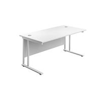 Office Hippo Heavy Duty Rectangular Cantilever Home or Office PC Desk, Table, Integrated Cable Ports, 5 Yr Wty, White Frame/White Top, 180cm x 80cm