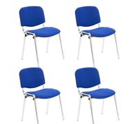 Office Hippo Heavy Duty Stackable Reception Chair - Chrome Frame, Royal Blue Fabric, Pack of 4
