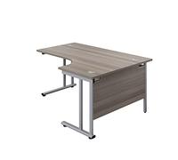 Office Hippo - L Shaped Office Desk 180 x 120cm. Large Corner Computer Desk For Home Office With Integrated Cable Ports, Ideal For Work, Study, Gaming And Hobby Workstation (Grey Oak/Silver)