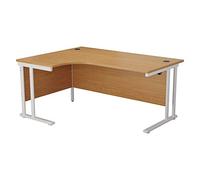 Office Hippo - L Shaped Office Desk 180 x 120cm. Large Corner Computer Desk for Home Office With Integrated Cable Ports, Ideal for Work, Study, Gaming and Hobby Workstation (Oak/White)