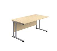 Office Hippo Professional Cantilever Office Desk, Maple Top, Silver Frame, 140 x 80 x 73 cm