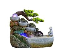 Office Indoor Desktop Fountain Waterfall Zen Meditation Feature with Automatic Pump Artificial Trees and Illuminated for Home Office Bedroom Desk Décoration Décor(Large)