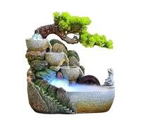 Office Indoor Desktop Fountain Waterfall Zen Meditation Feature with Automatic Pump Artificial Trees and Illuminated for Home Office Bedroom Desk Décoration Décor(Small)
