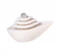 Office Indoor Tabletop Water Fountain with LED Lights Rolling Ball Relaxation Zen Cascading Feng Shui Waterfall Home Decor Table Centerpiece, Small Desktop Size, White Décor