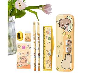 Office Kit - Graphite Cutter Gear, Mammal Pen Pouch Box, Youth Pupils Academy Diary, Research Text Entry Script, Sketching Artistic Study Materials, Creature Style Items | Compa