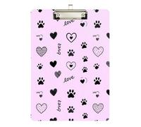 Office Landscape clipboard Paw Cute Love Heart White Black Standard Hole for Classroom Supplies for Teachers high School Size 9 x 12.5 Tablas para escribir
