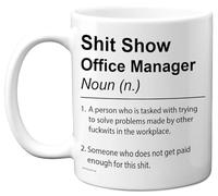 Office Manager Mug - Sh*t Show - Novelty Gifts for Office Manager from Colleague Friend, Rude Joke Presents, 11oz Ceramic Dishwasher Safe Premium Gift Mugs