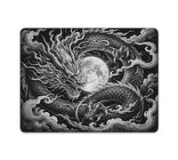 Office Mousepad Dragon Spirals Around Glowing Full Moon Mouse Pad Game