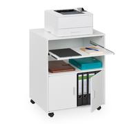 Office Organiser Printer Stand Compartments Desk Wooden White Holder White Home