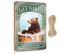 Office Organization Plaque Flat Print On Wood/Not Allowed Varnished Surface - Back Of Toilet Decor | Bear Bath Get Naked Unless You Are Just Visiting Don’t Make It Weird