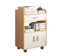 Office Printer Stand with Storage Cabinet Thick Board File with Drawer & Round Door Handle Ideal for Home & Office - Holds Fax Machine Scanner Files & Books (Natural 52x36x86cm)