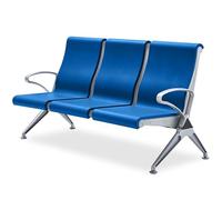 Office Reception Bench, 3-Seat Waiting Room Chair with Raised Back and Armrests for Airport, Hospital, Bank, Salon, Barbershop