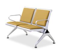 Office Reception Chairs Set Faux Leather 2-Seat Guest Sofa With Armrests Waiting Room Bench For Market Bank Hospital School - Brown,Orange