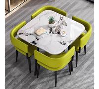 Office Reception Club Table and Chair Set of 4 - Square Dining Table with Soft Backrest Chairs for Conference and Meeting Areas Elegant Green Design