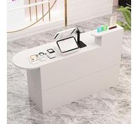 Office Reception Desk, Reception Counter Desk with Lockable Drawers, Open Reception Counter Desk, Simple Wooden Retail Counter Table(White l,47.2"x15.7"x35.4")