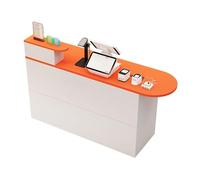 Office Reception Desk, Reception Counter Desk with Lockable Drawers, Open Reception Counter Desk, Simple Wooden Retail Counter Table(Orange r,55.1"x15.7"x35.4")