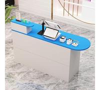 Office Reception Desk, Reception Counter Desk with Lockable Drawers, Open Reception Counter Desk, Simple Wooden Retail Counter Table(Blue r,47.2"x15.7"x35.4")