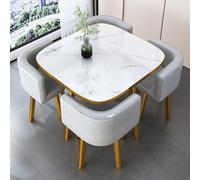 Office Reception Dining Table Set for 4, Business Meeting Negotiation Table, Kitchen Breakfast Bar, Balcony, Bedroom, Library, Game Room - Silver Finish