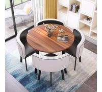 Office Reception Furniture Set - Round Table with 4 Chairs, Space-Saving, Easy Assembly, Ideal for Kitchen, Dining Room, Lounge, Living Room - Modern Design, Durable Materials