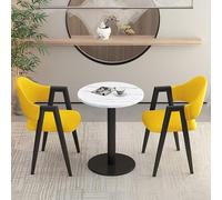 Office Reception Room Club Table, 3-Piece Dining Set, 2 Upholstered PU Chairs, Negotiation Table and Chair Set, Round Dining Table Set, Small Conference Room Tables, Coffee Kitchen Dining Table Set (