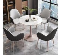 Office Reception Round Table and Chair Set, Modern Conference Meeting Furniture for Libraries and Negotiation Areas