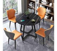 Office Reception Round Table and Chair Set Orange Negotiation Table and Chairs for Conference Rooms Stylish Furniture for Meeting Spaces