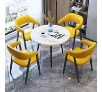 Office Reception Table and Chair Set Dark Grey Round Conference Table for 4 with 4 Chairs Hotel Lobby and Cafe Furniture Stylish and Durable