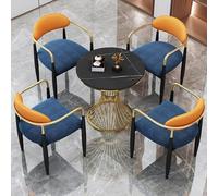 Office Reception Table and Chair Set Round 4-Piece Combo for Mall Bedroom Study 23.6in Orange Table with 4 Chairs Modern Design for Waiting Areas