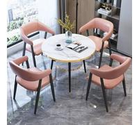 Office Reception Table & Chairs Set Dark Grey Round Conference Table for 4 with 4 Chairs Hotel Lobby & Café Furniture Stylish & Functional Design