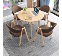 Office Reception Table Negotiation Table & Chair Set Round Dining Set Small Conference Room Tables Kitchen Dining Set Simple SpaceSaving Design (Color:)