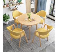 Office Reception Table with Negotiation Chairs Round Dining Set for Small Conference Rooms SpaceSaving Kitchen Table and Chair Set Simple Design (Color:)